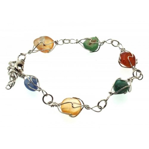 Colourful Indian Agate Gemstone Wire Wrapped Bracelet