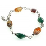 Colourful Indian Agate Gemstone Wire Wrapped Bracelet