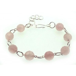 Rose Quartz Gemstone Faceted Bead Bracelet