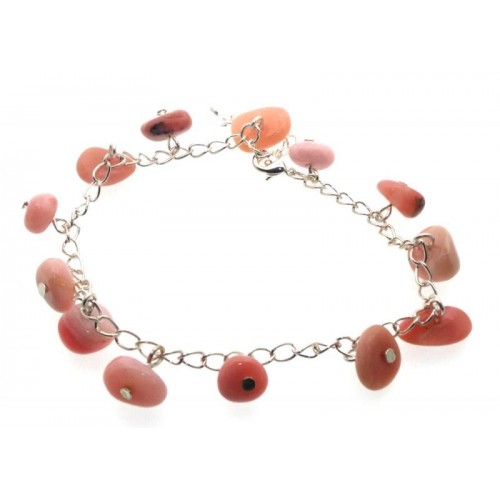 Pink Opal Gemstone Charm Bracelet