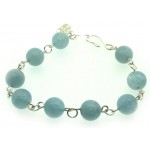 Aquamarine Gemstone Smooth Bead Bracelet