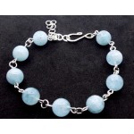 Aquamarine Gemstone Smooth Bead Bracelet