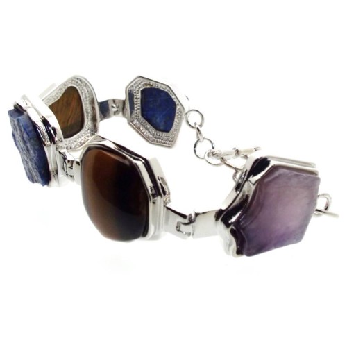 Silver Plated Chunky Gemstone Bracelet 01