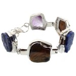 Silver Plated Chunky Gemstone Bracelet 02