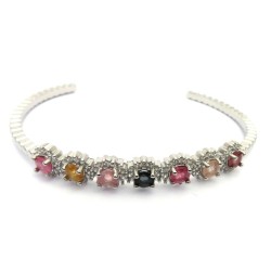 Fancy Mixed Tourmaline Silver Plated Bracelet