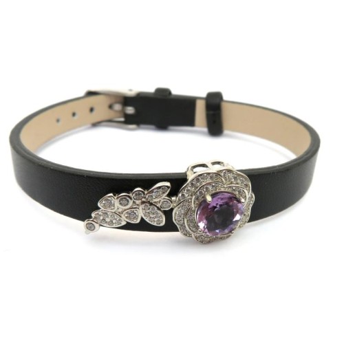 Amethyst 925 Silver Vegan Leather Bracelet