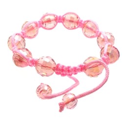 Pink Glass Crystal Bead adjustable Macrame Bracelet