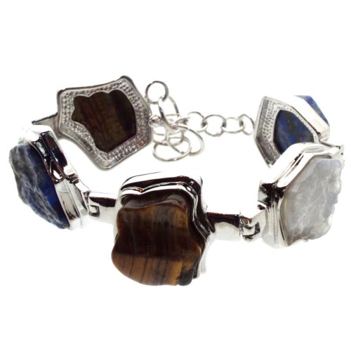 Silver Plated Chunky Gemstone Bracelet 03