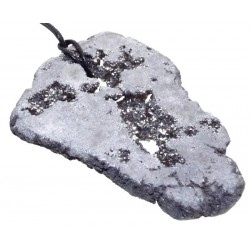 Silver Aura Quartz Freeform Geode Slice Pendant 02