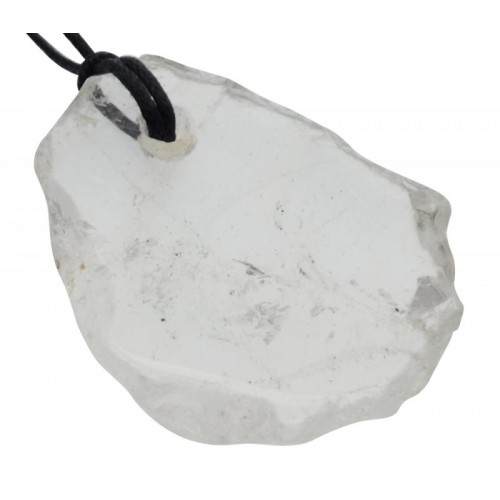 Clear Quartz Gemstone Polished Slice Pendant 02