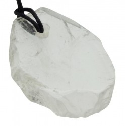 Clear Quartz Gemstone Polished Slice Pendant 04