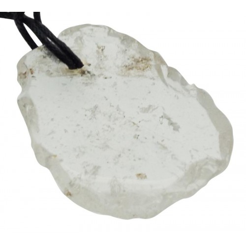 Clear Quartz Gemstone Polished Slice Pendant 05