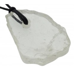 Clear Quartz Gemstone Polished Slice Pendant 06