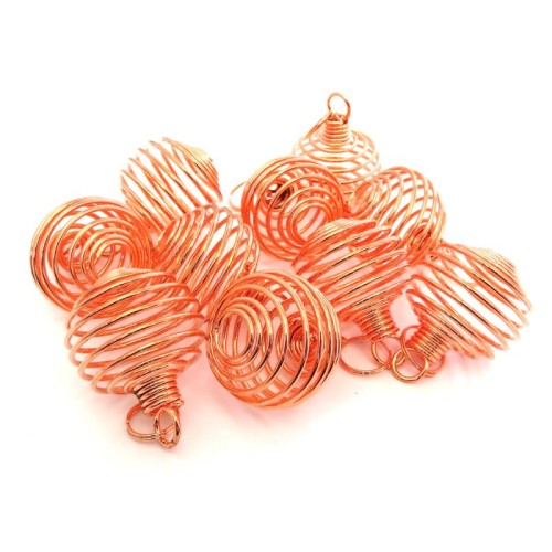 10x Copper Plated Large Spiral Cages for Crystals and Gemstones