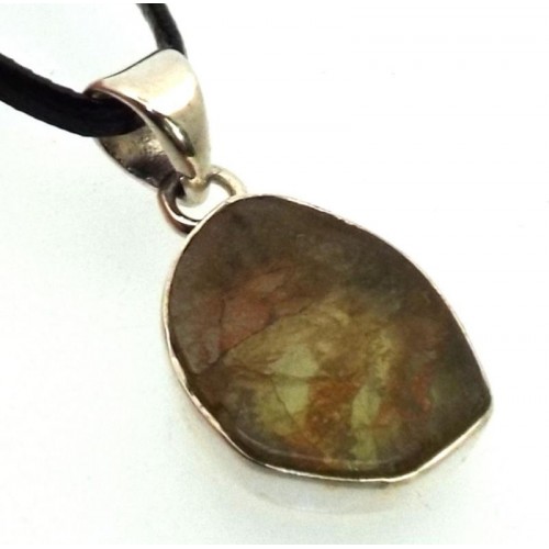 Green Tourmaline Gemstone Sterling Silver Pendant 04