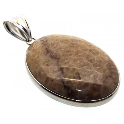 Fossilised Agate Coral Pendant