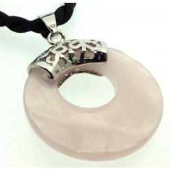 Rose Quartz Gemstone Donut Filigree Pendant