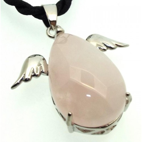 Rose Quartz Gemstone Guardian Angel Pendant