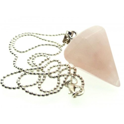 Rose Quartz Gemstone Hexagon Pendulum Point Pendant