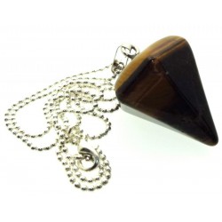 Tigers Eye Gemstone Hexagon Pendulum Point Pendant