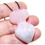 Rose Quartz Gemstone Chunky Fertility Goddess Pendant