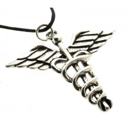 Silver Coloured Metal Caduceus Pendant