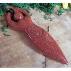 Goldstone Gemstone Fertility Goddess Pendant