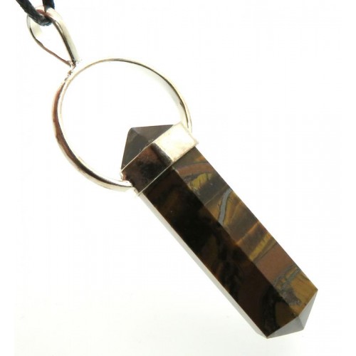 Tigers Eye Double Terminated Faceted Point Pendant