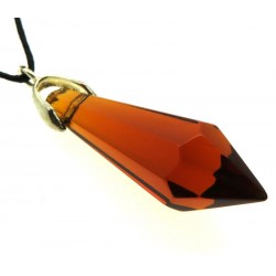 Dark Amber Coloured Glass Crystal Point Pendant