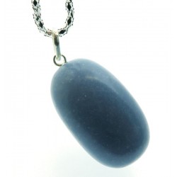 Polished Angelite Gemstone Pendant with Chain
