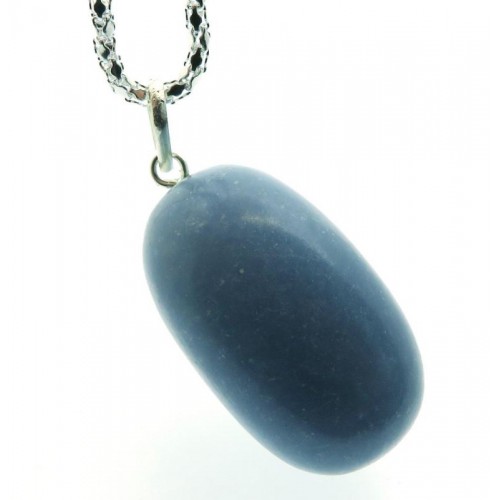 Polished Angelite Gemstone Pendant with Chain