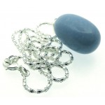 Polished Angelite Gemstone Pendant with Chain