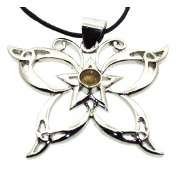 Citrine Metal Butterfly Pendant
