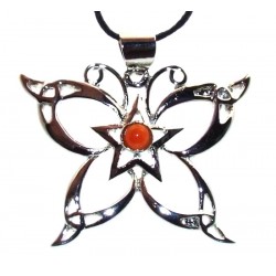 Carnelian Metal Butterfly Pendant