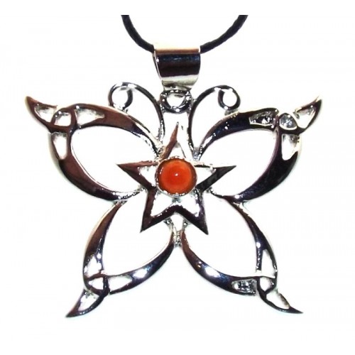 Carnelian Metal Butterfly Pendant