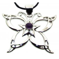 Amethyst Metal Butterfly Pendant