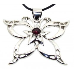 Garnet Metal Butterfly Pendant