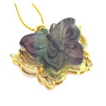 Fluorite Gemstone Carved Butterfly Pendant