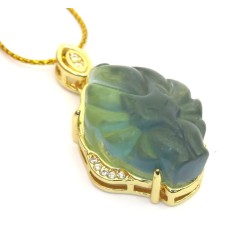 Fluorite Gemstone Carved Fox Pendant