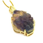 Fluorite Gemstone Carved Fox Pendant