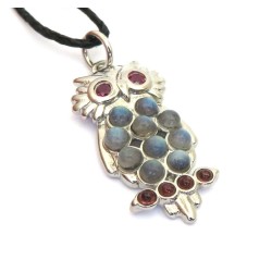 Labradorite Gemstone Owl Pendant