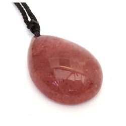 Natural Strawberry Quartz Teardrop Bead Pendant