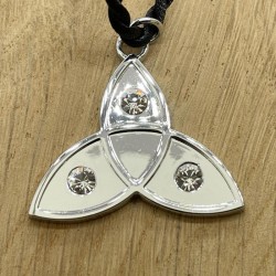 Chrome Triquetra Pendant with Crystals