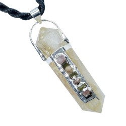 Double Terminated Citrine Point with Watermelon Tourmaline Pendant