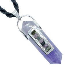 Double Terminated Amethyst Point with Watermelon Tourmaline Pendant