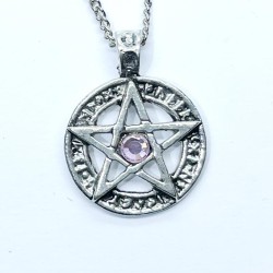 Metal Pentacle Pendant with Crystal