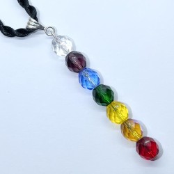 Chakra Large Faceted Crystal Glass Dropper Pendant