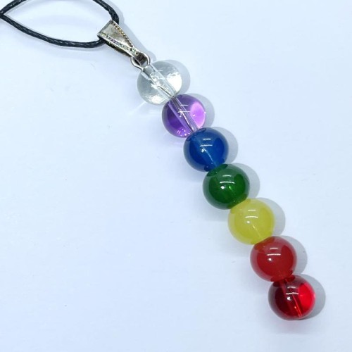 Chakra Smooth Crystal Glass Dropper Pendant