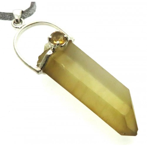 Natural Smoky Citrine Gemstone Point Pendant 06