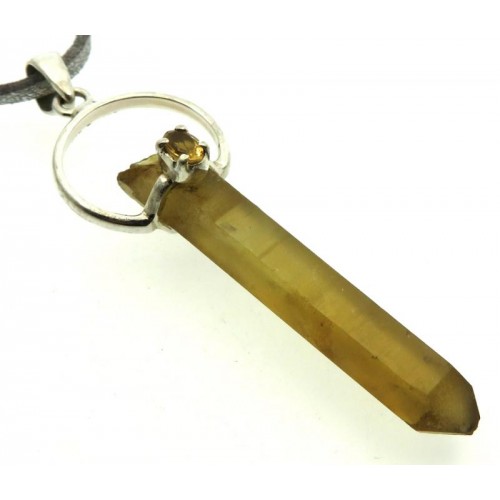 Natural Smoky Citrine Gemstone Point Pendant 08